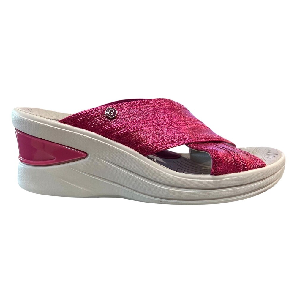 Bzees Hot Pink Metallic Vista Wedge Sporty Slip On Slide Sandals  Size US 7.5 - Picture 6 of 12